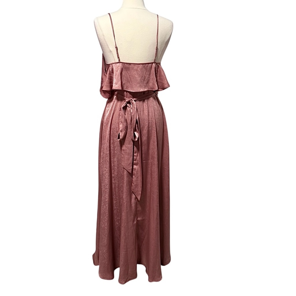 Lulus Moriah Rose Satin Cold Shoulder Wrap Dress Size Small NWT - Picture 9 of 16